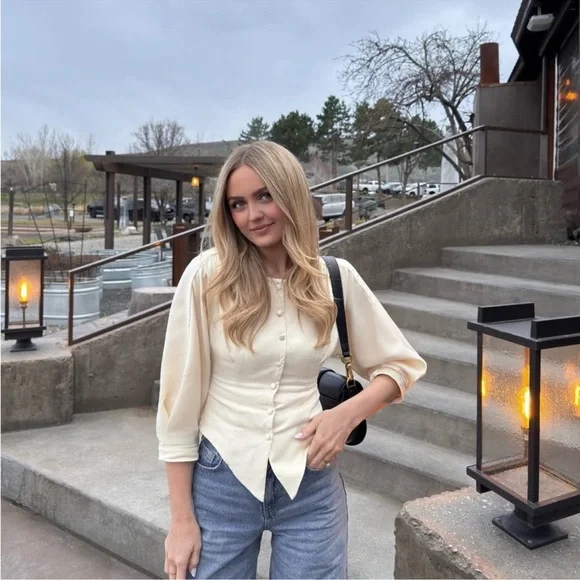 Reformation Martha Front Button Asymmetric Corset Blouse Top Size 2 NWOT - Picture 6 of 11